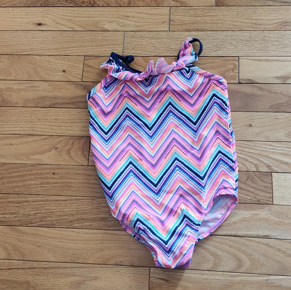 Girl's chevron one piece bathing swim suit